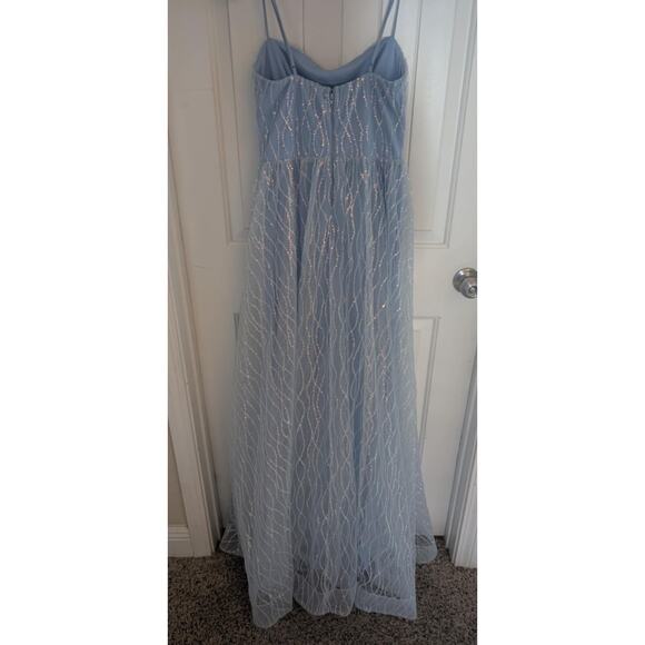 Amiyah Formal Blue Sequin Tulle Corset A-Line Maxi Dress Homecoming Prom Size S - Picture 14 of 16